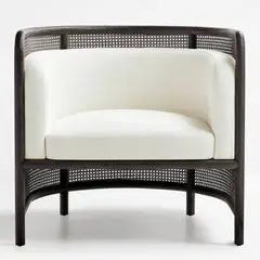 CRATE & BARREL - Silla Fields Negra Cojin Blanco