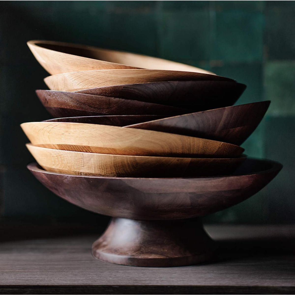 CRATE & BARREL - Ensaladera Madeira 30 cm Acacia Nogal