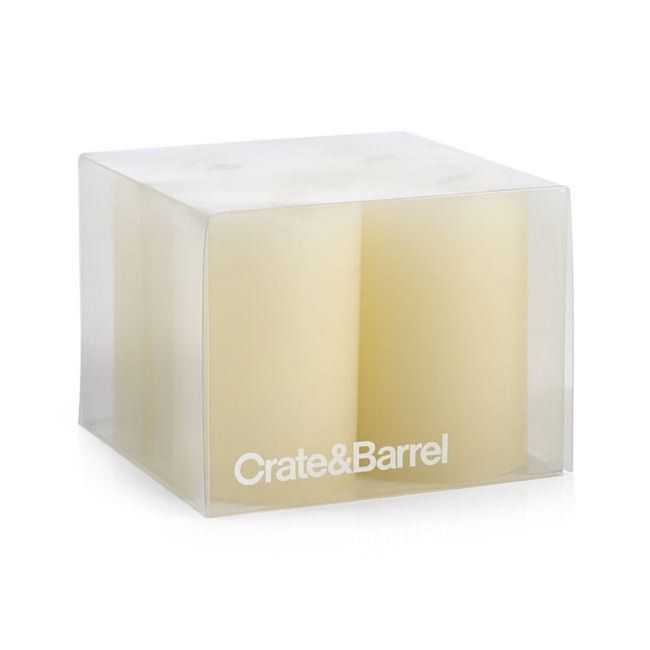 CRATE & BARREL - Set De 4 Velas Pilar Ivory Pequeñas Crate & Barrel