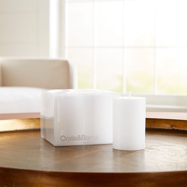 CRATE & BARREL - Set De 4 Velas Pilar Pequeñas Blanc Crate & Barrel
