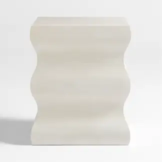 CRATE & BARREL - Mesa Lateral Onda Roble Blanqueado