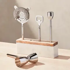 CRATE & BARREL - Set Herramientas Bar Madera Marmol