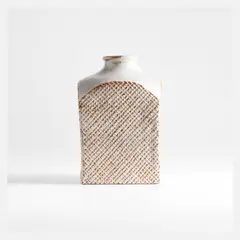 CRATE & BARREL - Jarrón Nikko cuadrado ceramica 23cm