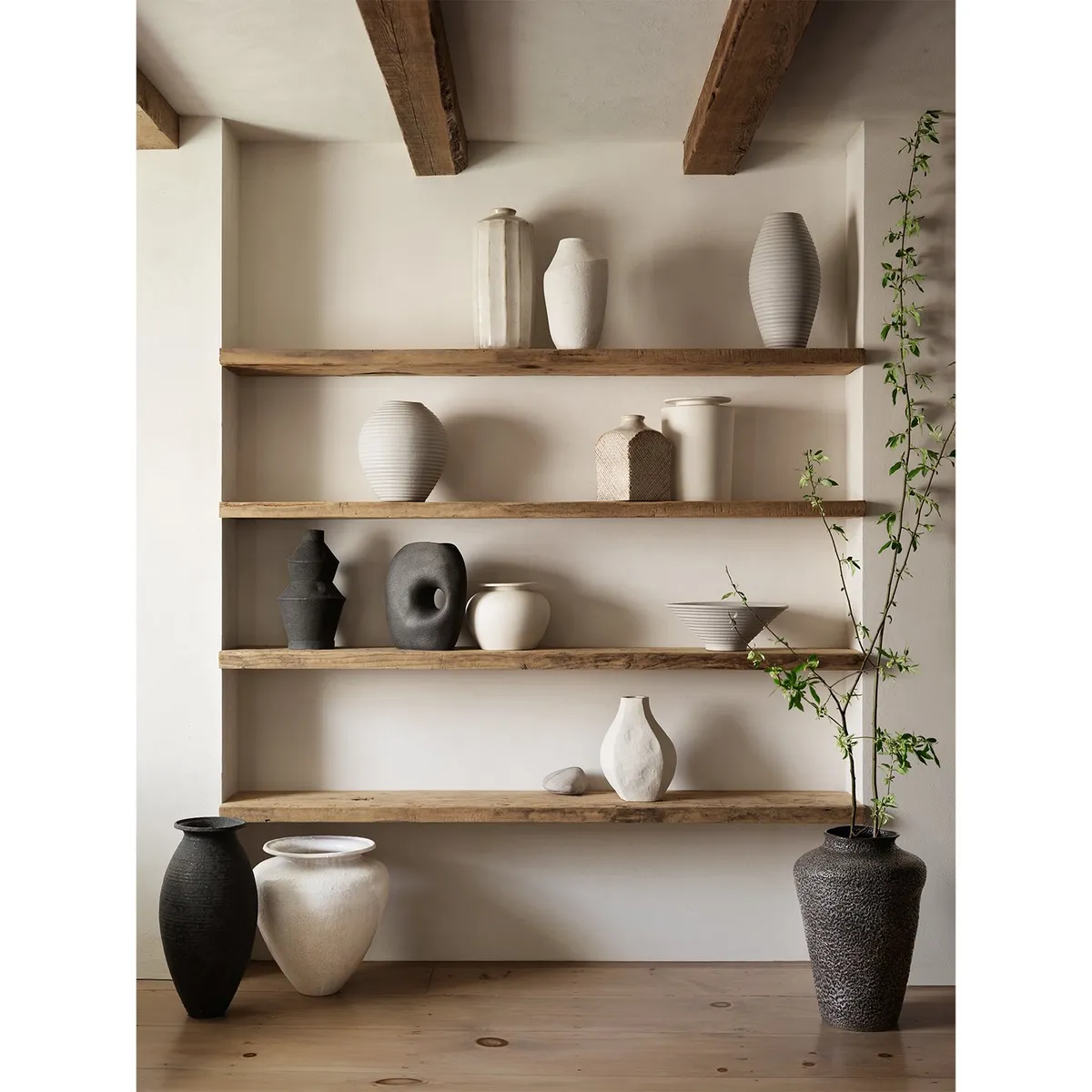 CRATE & BARREL - Jarrón Nikko botella ceramica 43cm Crate & Barrel