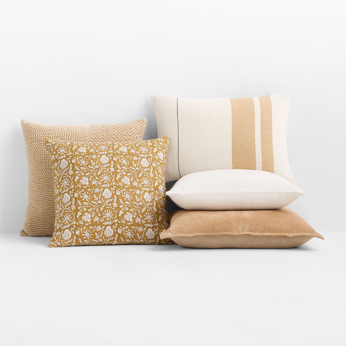 CRATE & BARREL - Funda Cojín Sashiko 50x50Cm Beige Crate & Barrel