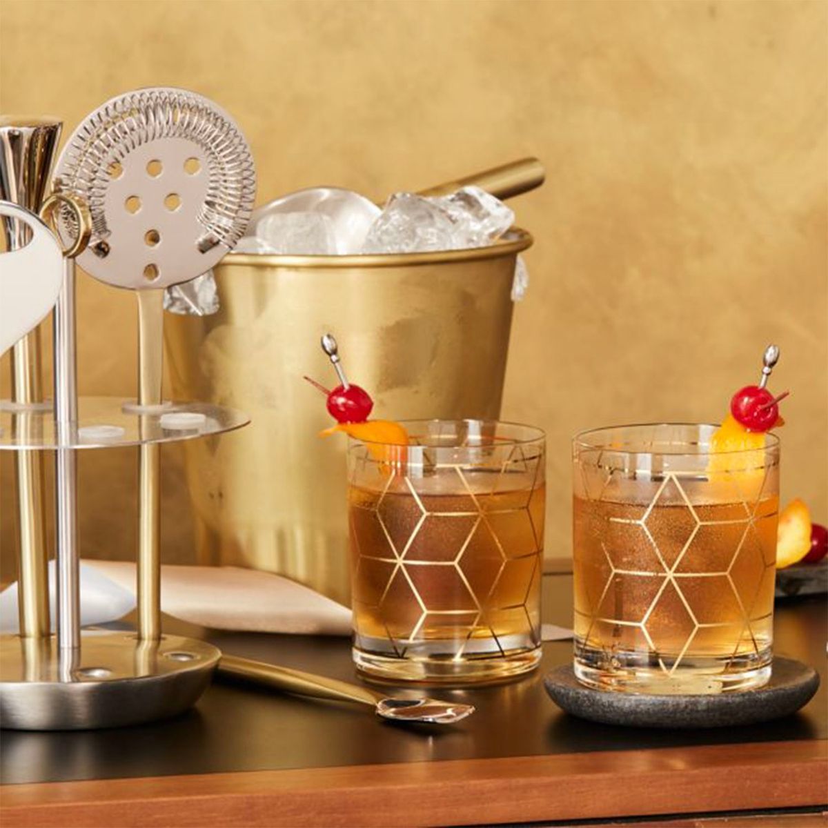 CRATE & BARREL - Set Herramientas Bar Dorado Crate & Barrel