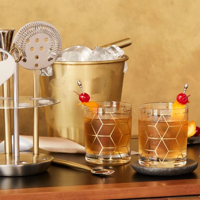 CRATE & BARREL - Set Herramientas Bar Dorado Crate & Barrel