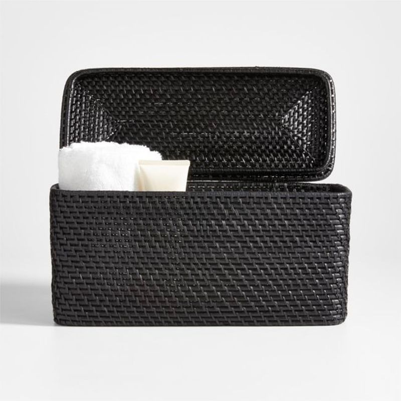 CRATE & BARREL - Canasto Sedona Con Tapa Crate & Barrel