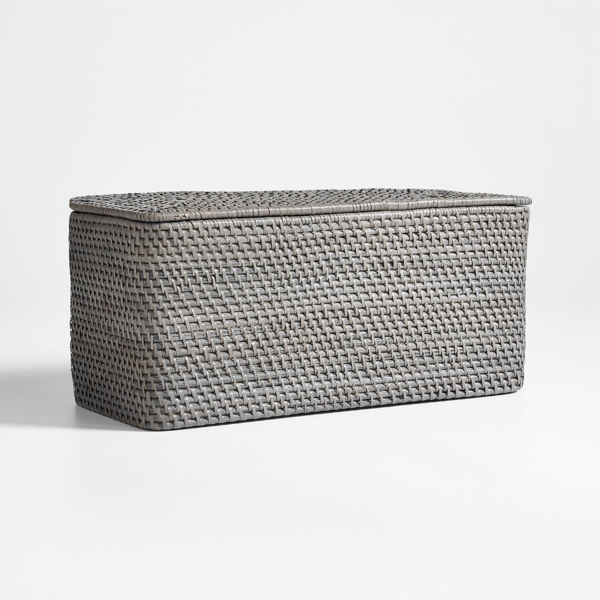 CRATE & BARREL - Caja Rectangular con Tapa Sedona Gris Crate & Barrel