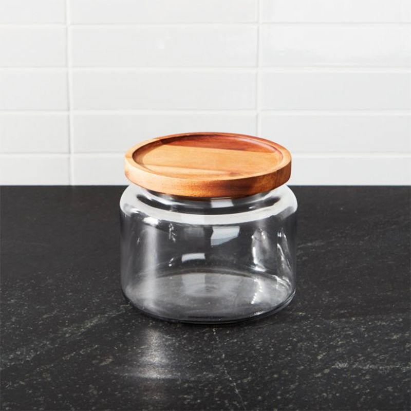 CRATE & BARREL - Frasco Montana Tapa Acacia Pequeño Crate & Barrel