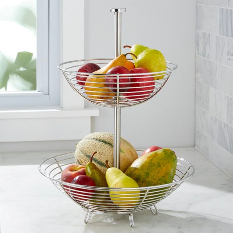 CRATE & BARREL - Frutero Carter 2 Niveles Acero Inoxidable Crate & Barrel
