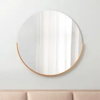 CRATE & BARREL - Espejo Redondo Con Marco Metálico Dorado 101 Cm