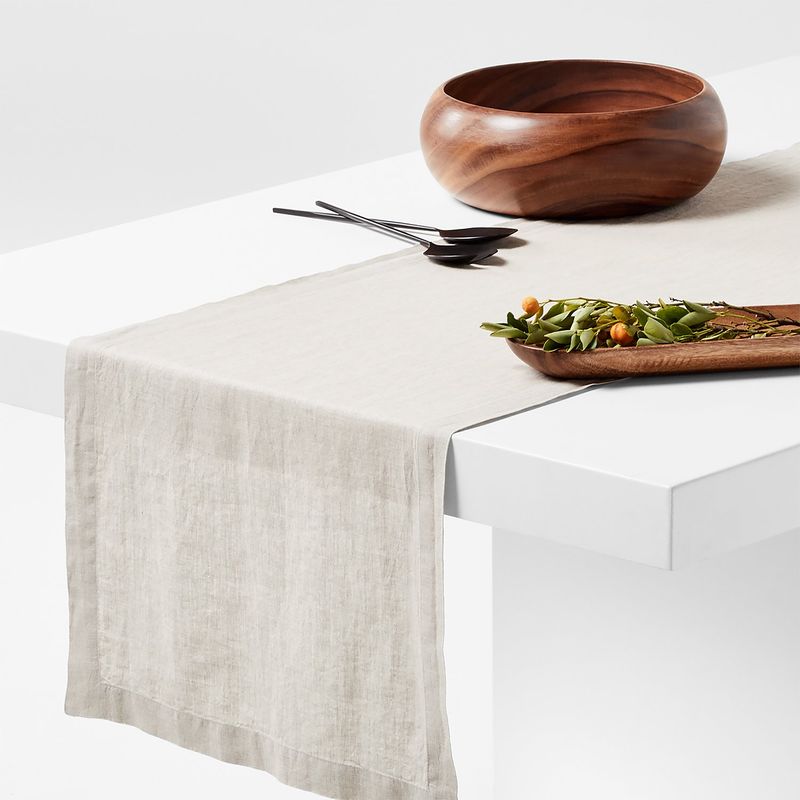 CRATE & BARREL - Camino De Mesa Marin Lino Natural Crate & Barrel