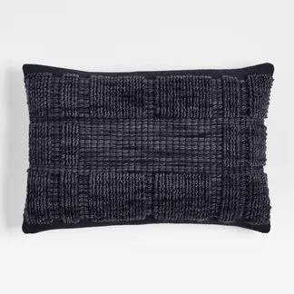 CRATE & BARREL - Funda Cojin Rect Azul Textura Lancaster