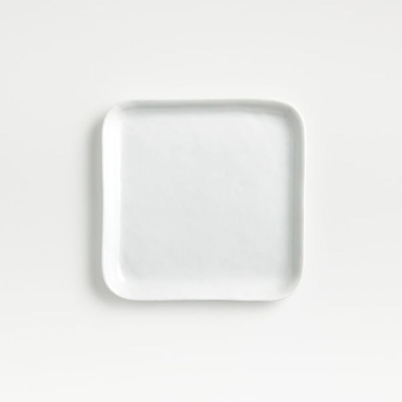 CRATE & BARREL - Plato Aperitivo Cuadrado Mercer Blanco Crate & Barrel