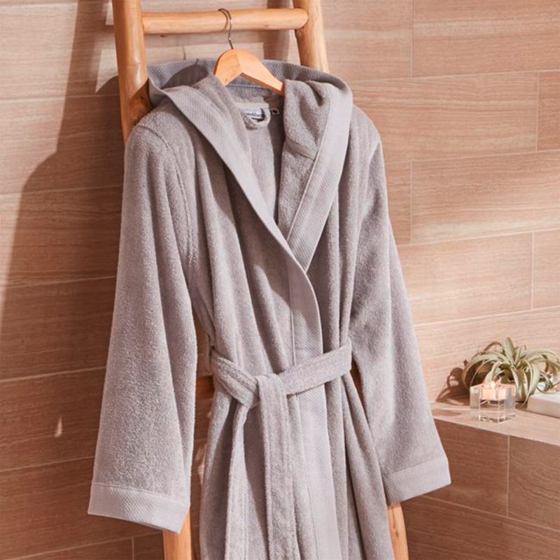 CRATE & BARREL - Bata de Baño Gris S/M Crate & Barrel
