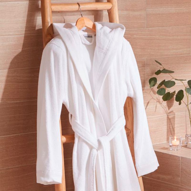 CRATE & BARREL - Bata de Baño Blanca L/XL Crate & Barrel