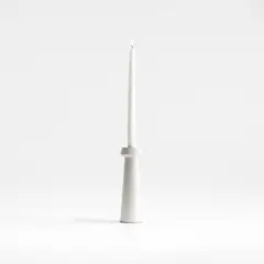CRATE & BARREL - Candelabro Madera Katin Blanco 20 Cm