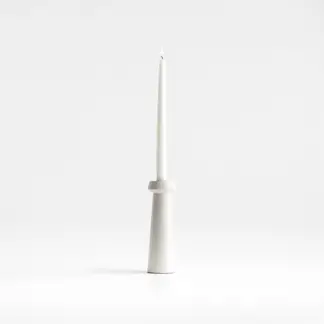 CRATE & BARREL - Candelabro Madera Katin Blanco 20 Cm
