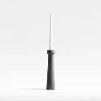 CRATE & BARREL - Candelabro Madera Katin Negro 29 Cm