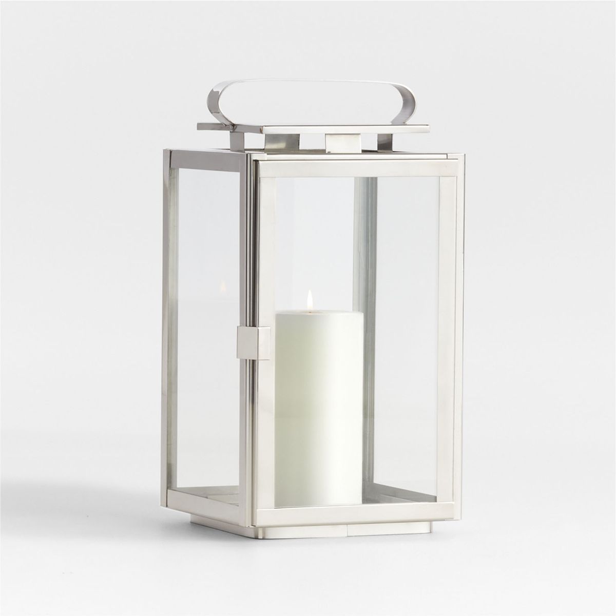 CRATE & BARREL - Farol Walker Plateado Mediano Crate & Barrel