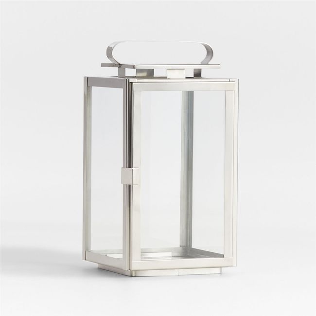 CRATE & BARREL - Farol Walker Plateado Mediano Crate & Barrel