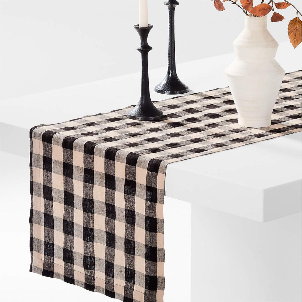 CRATE & BARREL - Camino De Mesa Marin Vichy Negro 305Cm Crate & Barrel