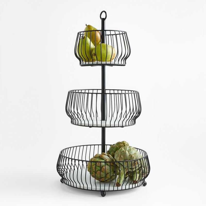 CRATE & BARREL - Cesta Frutas 3 Niveles Negra Cora Crate & Barrel
