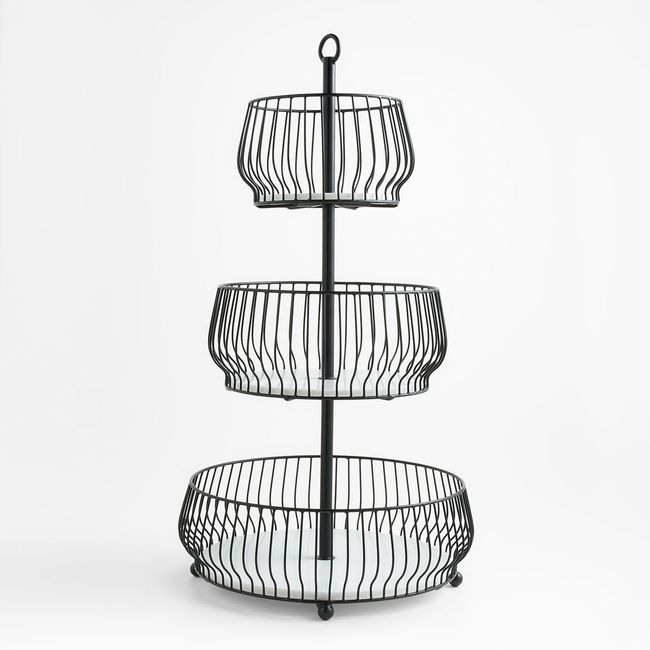 CRATE & BARREL - Cesta Frutas 3 Niveles Negra Cora Crate & Barrel