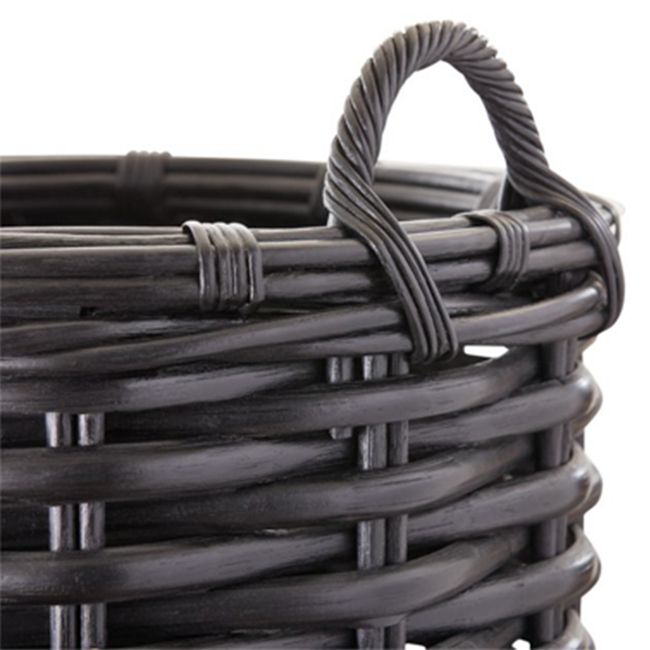 CRATE & BARREL - Canasto De Ratán Negro Crate & Barrel