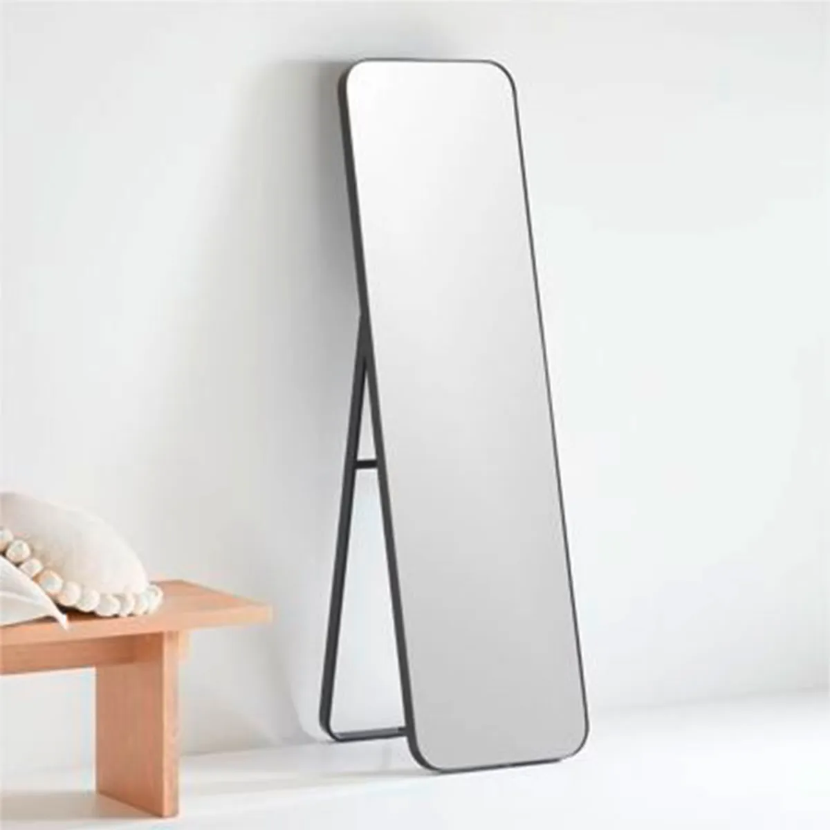 CRATE & BARREL - Espejo Edge Rectangular Con Marco Metálico Negro 169X51 Cm Crate & Barrel