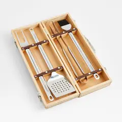CRATE & BARREL - Set 5 Herramienta Parrilla Acero