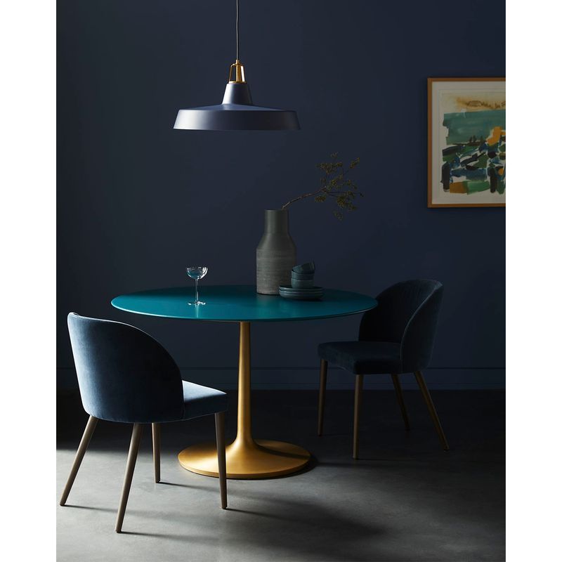 CRATE & BARREL - Silla De Comedor Camille Terciopelo Azul Marino