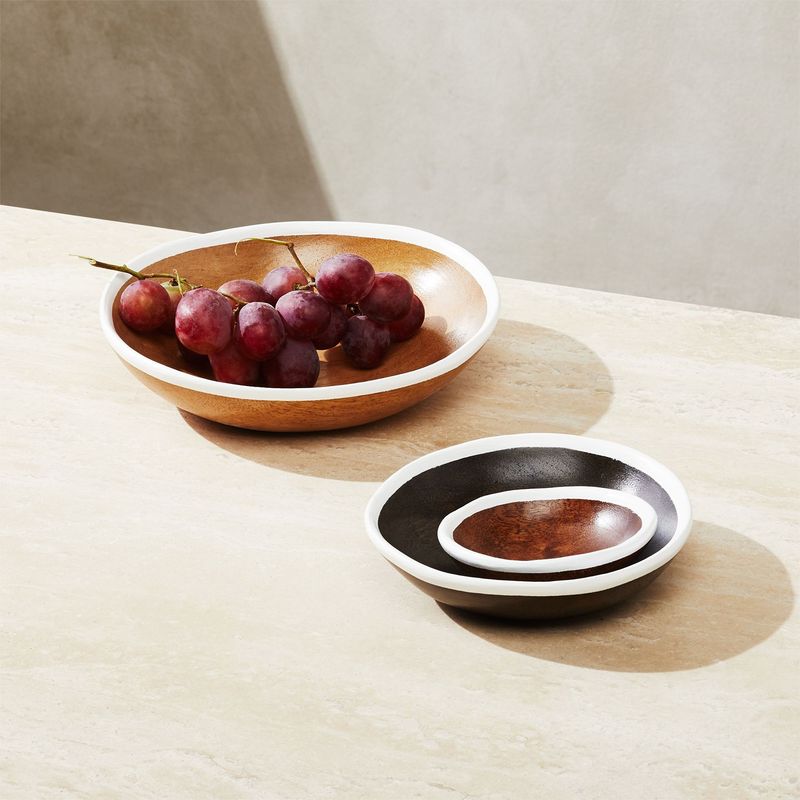 CRATE & BARREL - Set De 3 Bowls Pequeños De Madera A