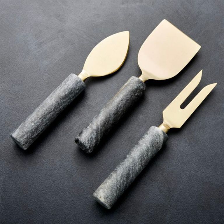 CRATE & BARREL Set 3 Utensilios Queso Mármol Hayes