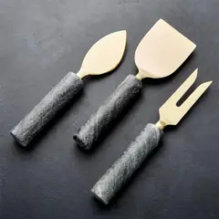 CRATE & BARREL - Set 3 Utensilios Queso Mármol Hayes
