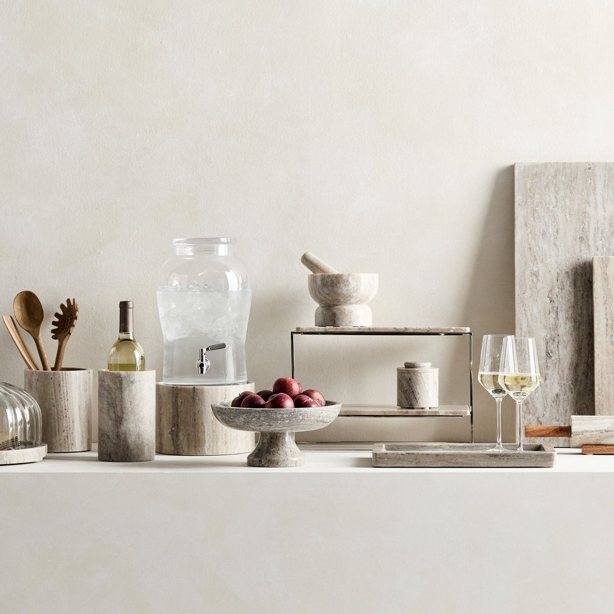 CRATE & BARREL - Set 2 Piezas Servir Tuscan Mármol Crate & Barrel