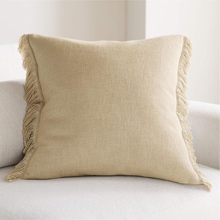 CRATE & BARREL Funda Cojin 60cm Flecos Taupe Lino