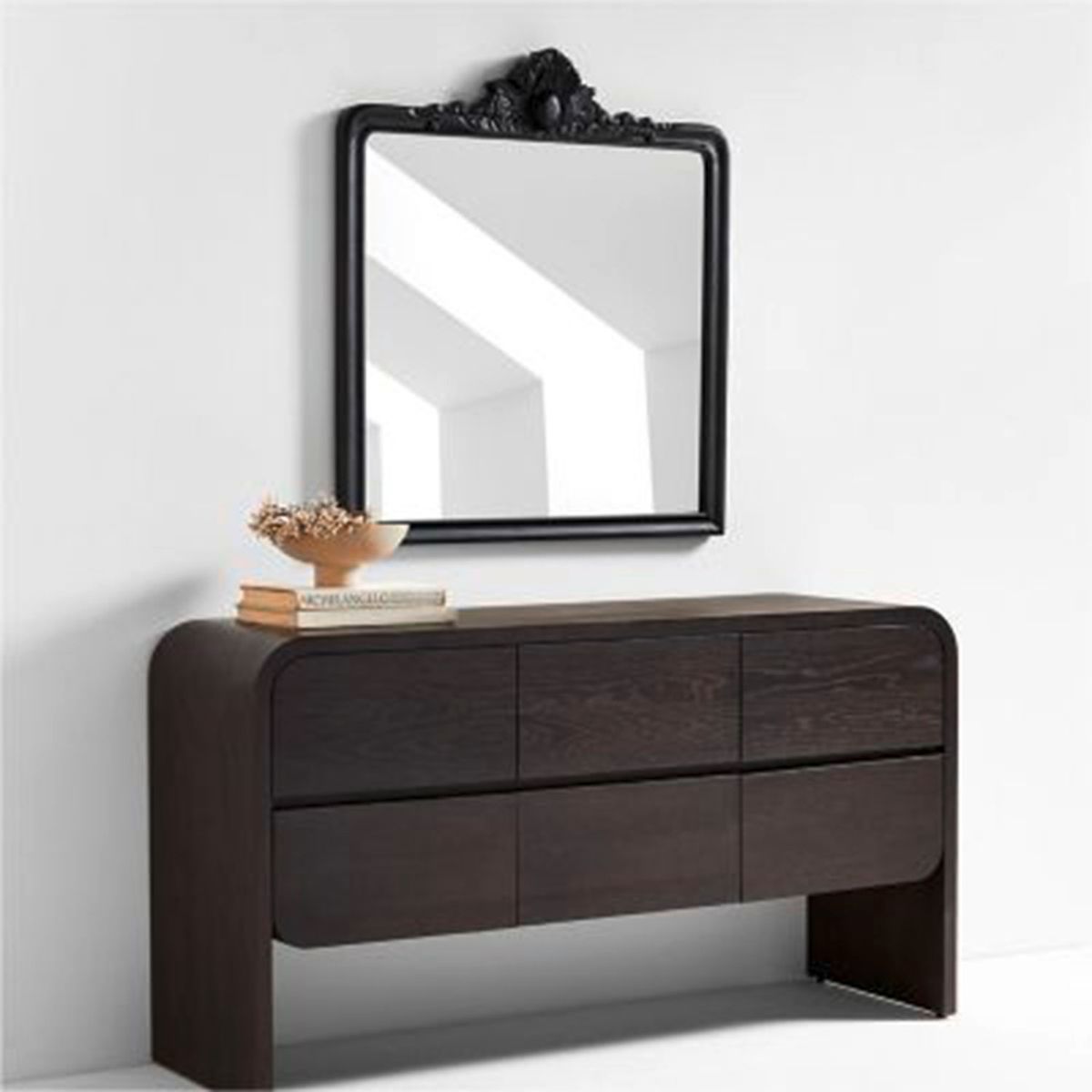 CRATE & BARREL - Espejo De Pared Rectangular Levon Madera 99X87 Cm Negro Crate & Barrel