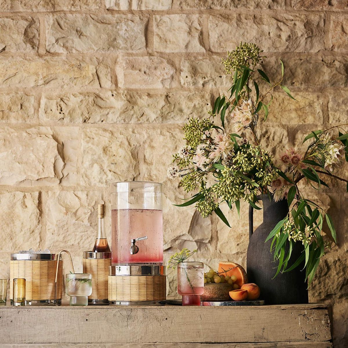 CRATE & BARREL - Coctelera Amici Mimbre Crate & Barrel