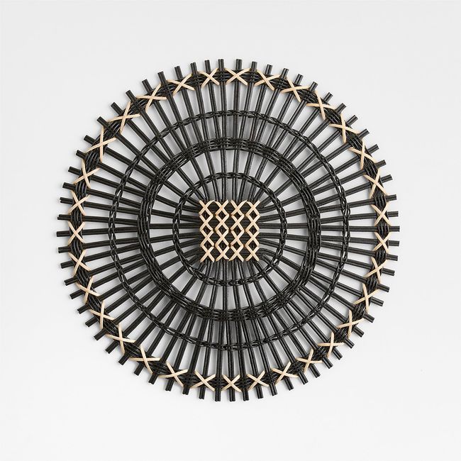 CRATE & BARREL - Individual De Ratán Radial Negro Crate & Barrel