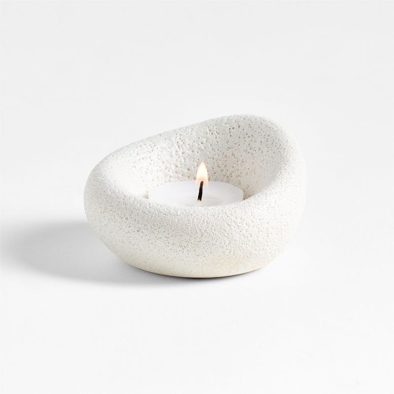 CRATE & BARREL - Portavela Cirro Cerámica Blanca Crate & Barrel