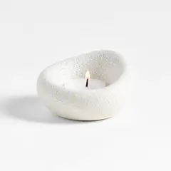 CRATE & BARREL - Portavela Cirro Cerámica Blanca