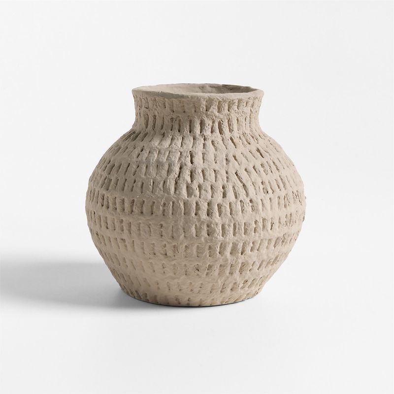 CRATE & BARREL - Jarrón Oaxaca Taupe Mache 15Cm Crate & Barrel