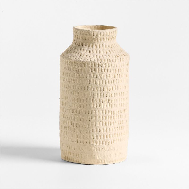 CRATE & BARREL - Jarrón Oaxaca Blanco Mache 36Cm Crate & Barrel