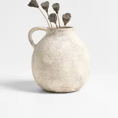 CRATE & BARREL - Jarrón Terracota Blanco 20 Cm
