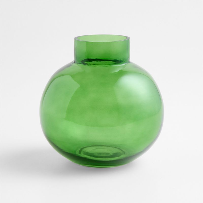 CRATE & BARREL - Jarrón Leone Verde Pqueño Vidrio 18Cm Crate & Barrel