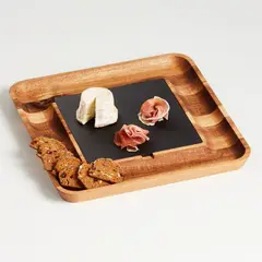 CRATE & BARREL - Tabla Aperitivo Madera Y Pizarra