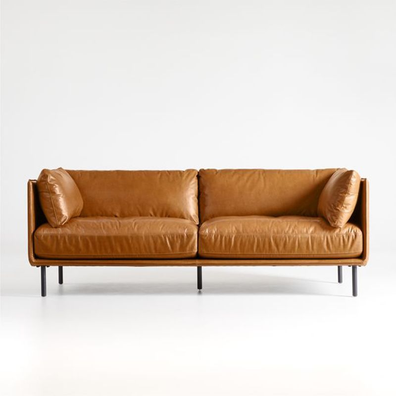 CRATE & BARREL - Sofá 3 Cuerpos Cuero Wells Crate & Barrel