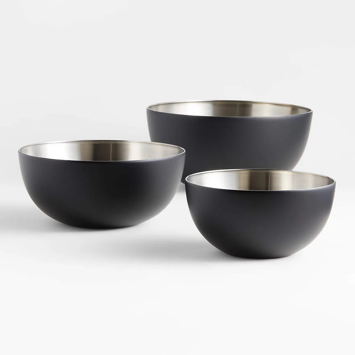CRATE & BARREL - Set 3 Bowl Para Mezclar Nera Negro Mate Crate & Barrel